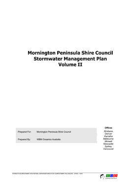 Mornington Peninsula Shire Council Stormwater Management Plan Volume II