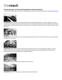 Thumbnail Images of Historical Photographs & Image Descriptions