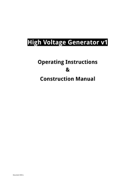 High Voltage Generator V1