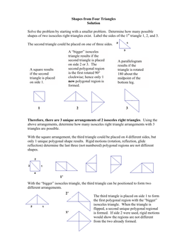 Shapes from 4 Triangles Solution