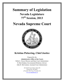 Summary of Legislation Nevada Supreme Court