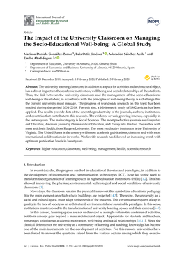 The Impact of the University Classroom on Managing the Socio-Educational Well-Being: a Global Study