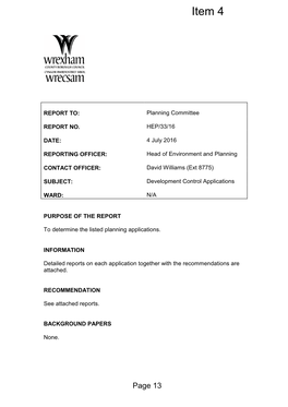 Agenda Document for Planning Committee, 04/07/2016 16:00