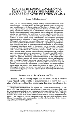 Gingles in Limbo: Coalitional Districts, Party Primaries and Manageable Vote Dilution Claims