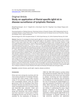 Original Article Study on Application of Filarial Specific Igg4 Kit in Disease Surveillance of Lymphatic Filariasis