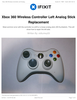 Xbox 360 Wireless Controller Left Analog Stick Replacement