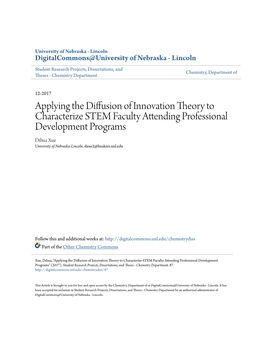 Applying the Diffusion of Innovation Theory to Characterize STEM