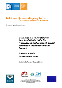 International Mobility of Nurses from Kerala (India) to the EU: Prospects and Challenges with Special Reference to the Netherlands and Denmark