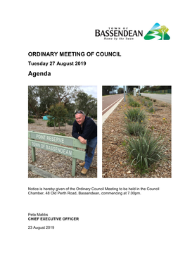 ORDINARY MEETING of COUNCIL Tuesday 27 August 2019