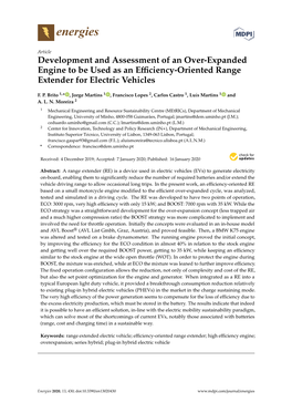 Development and Assessment of an Over-Expanded Engine to Be Used As an Eﬃciency-Oriented Range Extender for Electric Vehicles