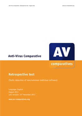 Retrospective Test – August 2011