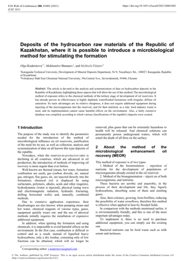 Deposits of the Hydrocarbon Raw Materials of the Republic of Kazakhstan, Where It Is Possible to Introduce a Microbiological Method for Stimulating the Formation