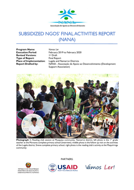 Subsidized Ngos' Final Activities Report