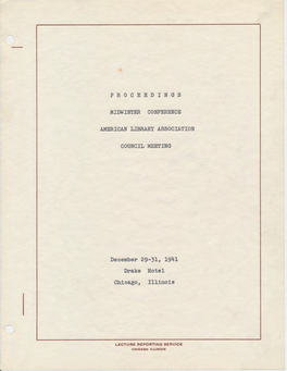 December 29-31, 1941 Drake Hotel Chicago, Illinois