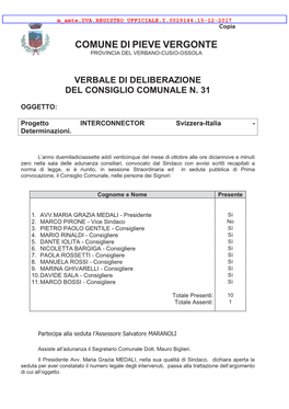 Comune Di Pieve Vergonte Provincia Del Verbano-Cusio-Ossola