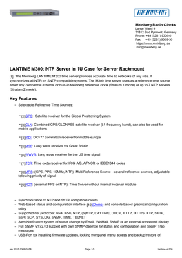 LANTIME M300: NTP Server in 1U Case for Server Rackmount