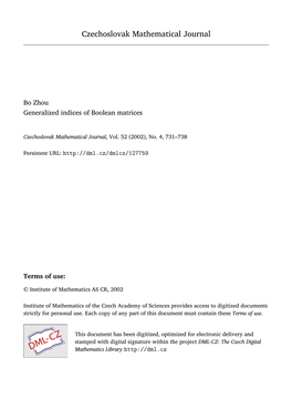 Generalized Indices of Boolean Matrices