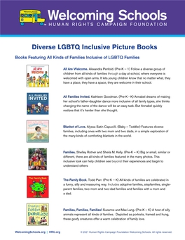 Diverse LGBTQ Inclusive Picture Books