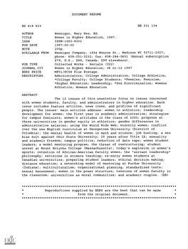 Women in Higher Education, 1997. ISSN ISSN-1060-8303 PUB DATE 1997-00-00 NOTE 200P