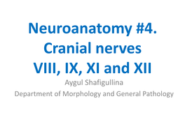Neuroanatomy #4. Cranial Nerves VIII, IX, XI And