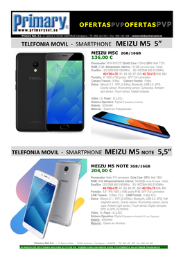 Telefonia Movil - Smartphone Meizu M5 5”