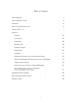 Table of Contents