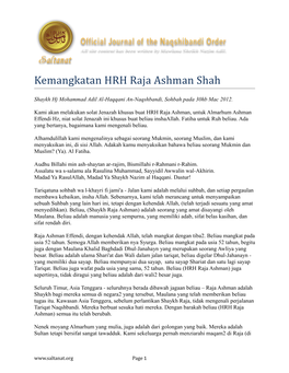 Kemangkatan HRH Raja Ashman Shah