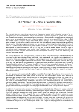 In China's Peaceful Rise