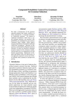 Arxiv:1906.10225V9 [Cs.CL] 29 Mar 2020 Mars (PCFG) from Natural Language Data Through Within a Tree-Based Generative Process