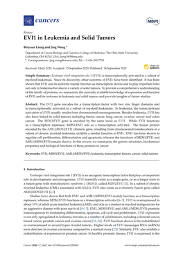 EVI1 in Leukemia and Solid Tumors