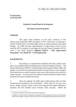 Administration's Paper on Pier Improvement Programme