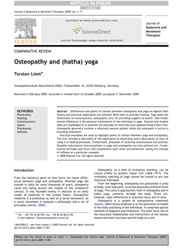 Osteopathy and (Hatha) Yoga