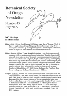 Botanical Society of Otago Newsletter /^ Number 45 /R July 2005 Jt