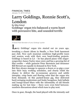 Larry Goldings, Ronnie Scott's, London