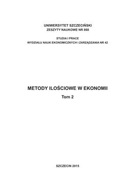 METODY ILOŚCIOWE W EKONOMII Tom 2