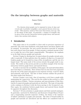 On the Interplay Between Graphs and Matroids