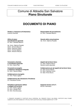 Comune Di Abbadia San Salvatore Piano Strutturale DOCUMENTO DI