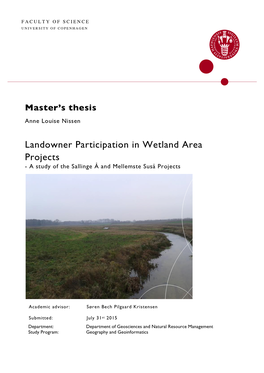 Landowner Participation in Wetland Area Projects