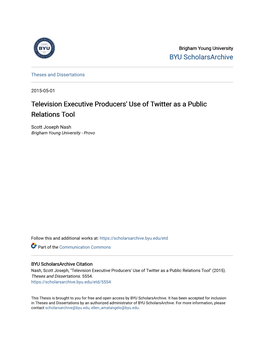 Television Executive Producers' Use of Twitter As a Public Relations Tool