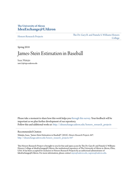 James-Stein Estimation in Baseball Isaac Matejin Iam15@Zips.Uakron.Edu