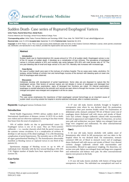 Sudden Death- Case Series of Ruptured Esophageal Varices