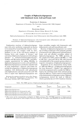 Complex of Diphenylcyclopropenone with Substituted Acetic Acid and Formic Acid