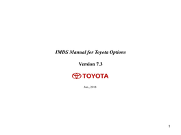 IMDS Manual for Toyota Options Version