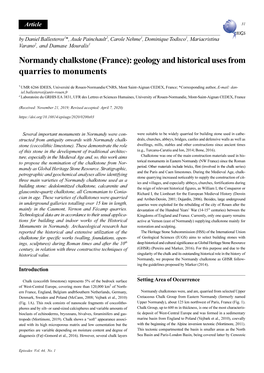 Normandy Chalkstone (France): Geology and Historical Uses from Quarries to Monuments