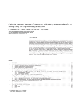 Coal Mine Methane: a Review of Capture and Utilization Practices with Beneﬁts to Mining Safety and to Greenhouse Gas Reduction