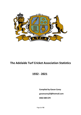 The Adelaide Turf Cricket Association Statistics 1932