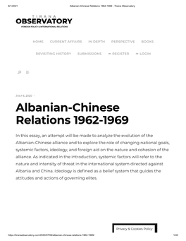 Albanian-Chinese Relations 1962-1969 - Tirana Observatory