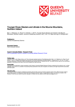 Younger Dryas Glaciers and Climate in the Mourne Mountains, Northern Ireland