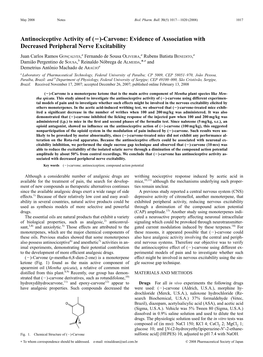 Antinociceptive Activity of ( )-Carvone