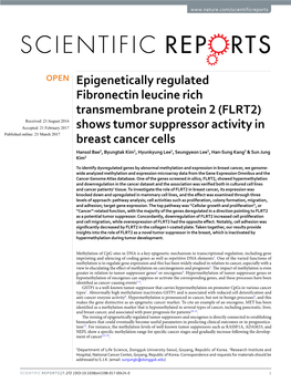 Shows Tumor Suppressor Activity in Breast Canc